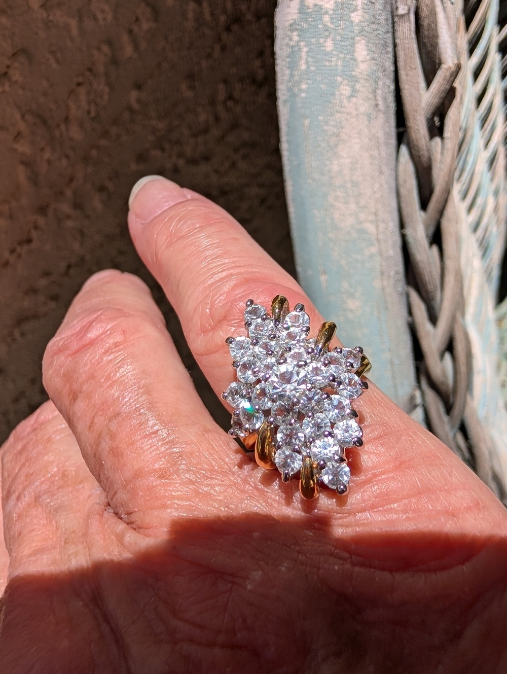 Gold Plated CZs Cluster Ring